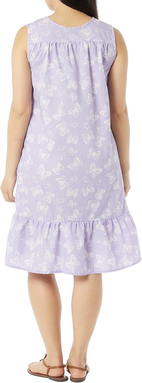 imageAmeriMark Womens Breezy Casual Sundress Beach Coverup Sleeveless with Side PocketLavender Butterfly