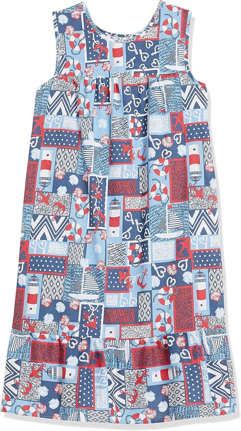 imageAmeriMark Womens Breezy Casual Sundress Beach Coverup Sleeveless with Side PocketNautical
