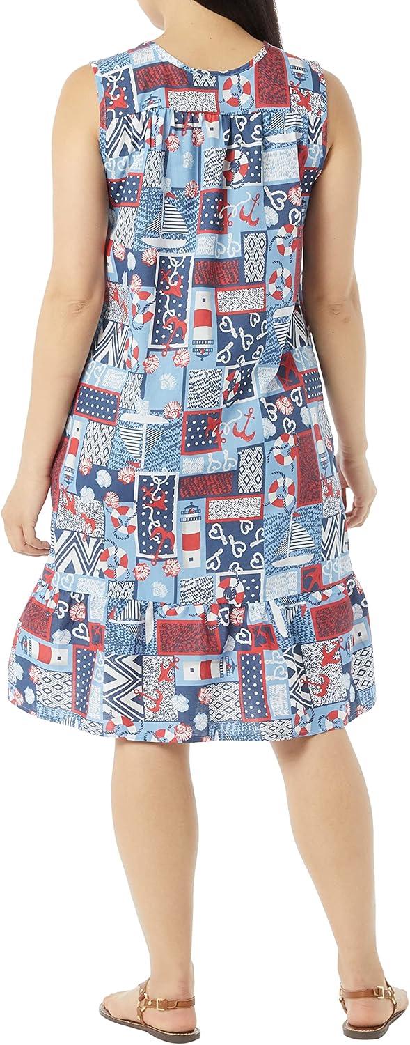 imageAmeriMark Womens Breezy Casual Sundress Beach Coverup Sleeveless with Side PocketNautical