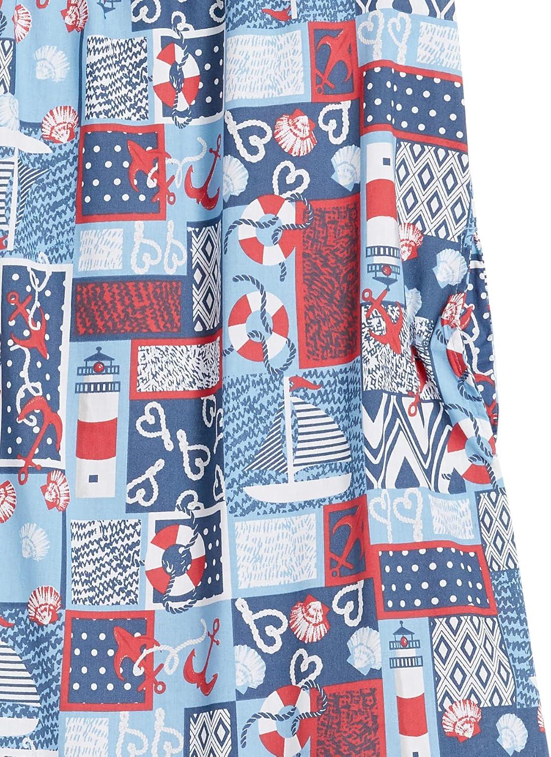 imageAmeriMark Womens Breezy Casual Sundress Beach Coverup Sleeveless with Side PocketNautical