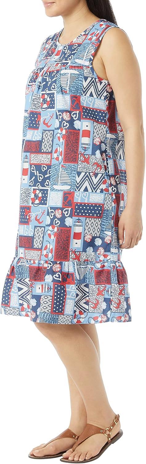 imageAmeriMark Womens Breezy Casual Sundress Beach Coverup Sleeveless with Side PocketNautical