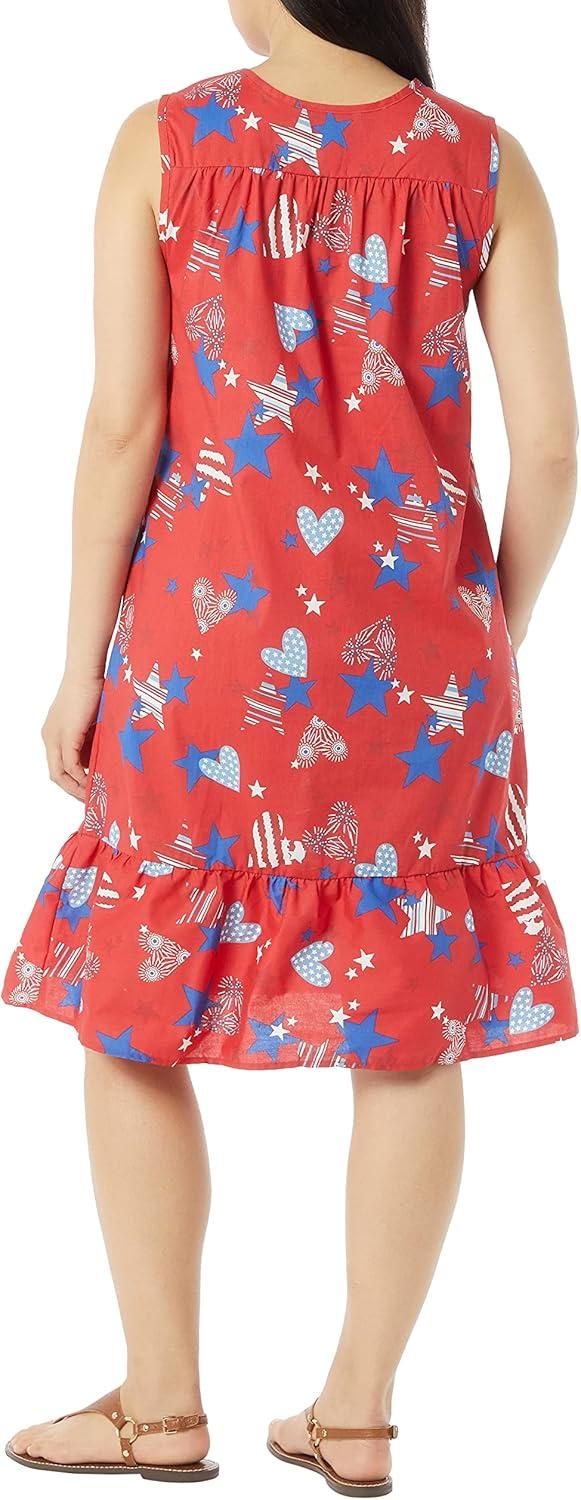 imageAmeriMark Womens Breezy Casual Sundress Beach Coverup Sleeveless with Side PocketRed American