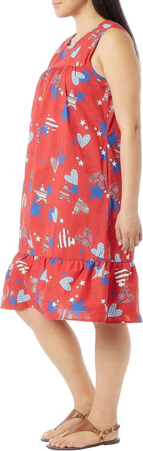 imageAmeriMark Womens Breezy Casual Sundress Beach Coverup Sleeveless with Side PocketRed American