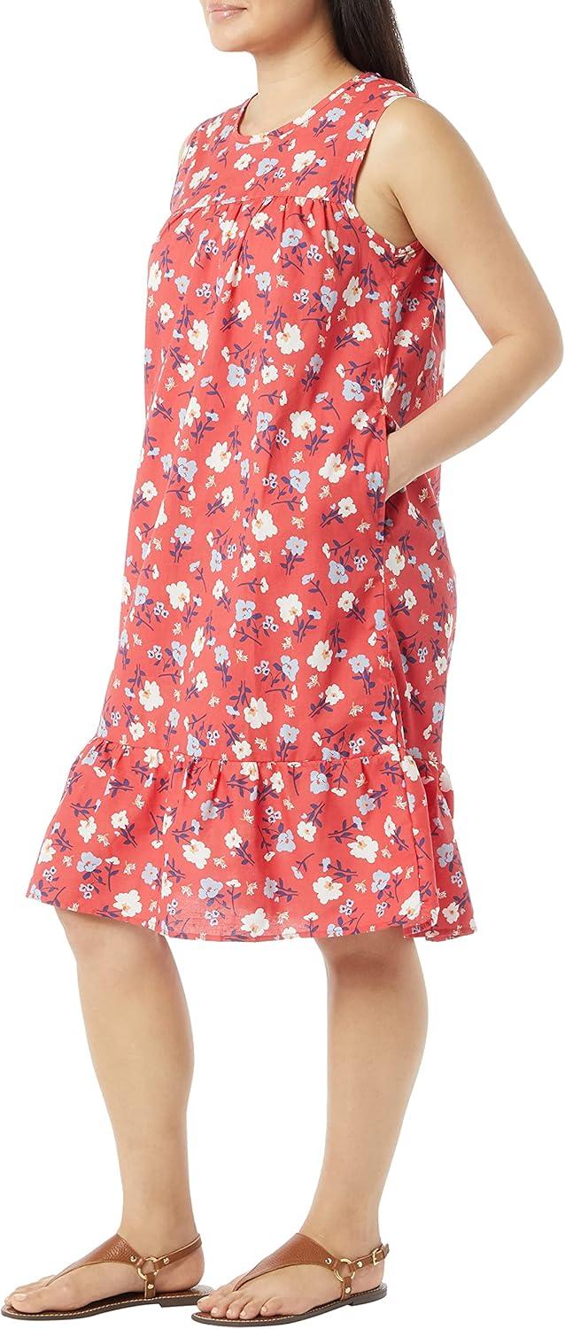 imageAmeriMark Womens Breezy Casual Sundress Beach Coverup Sleeveless with Side PocketRed Floral