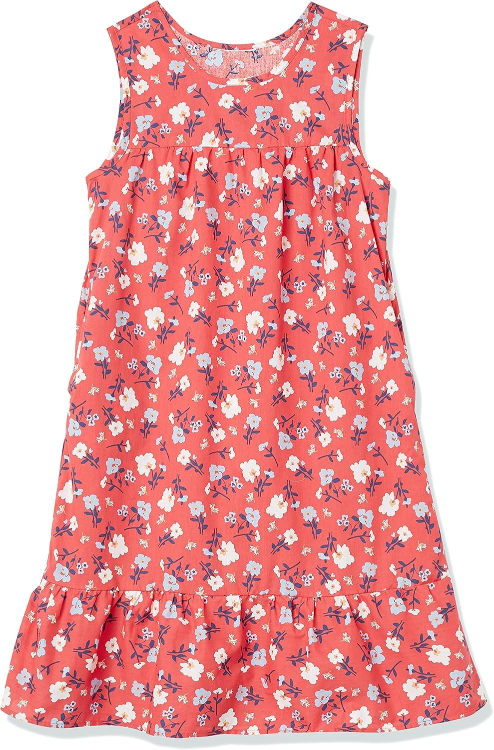 imageAmeriMark Womens Breezy Casual Sundress Beach Coverup Sleeveless with Side PocketRed Floral