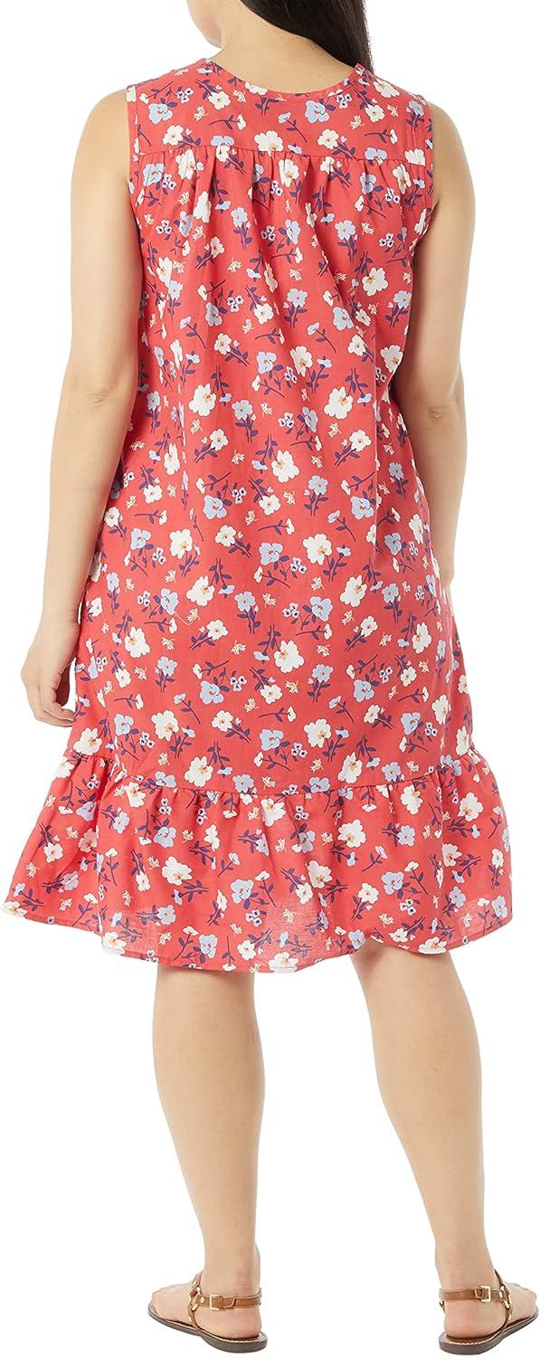 imageAmeriMark Womens Breezy Casual Sundress Beach Coverup Sleeveless with Side PocketRed Floral