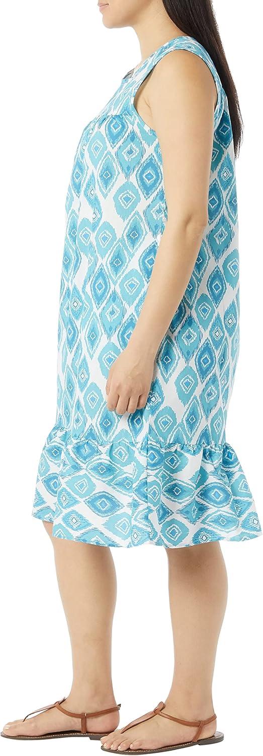 imageAmeriMark Womens Breezy Casual Sundress Beach Coverup Sleeveless with Side PocketTeal Ikat