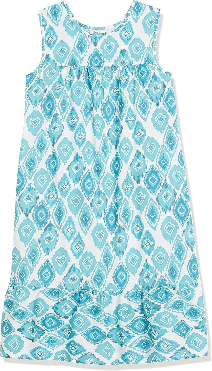 imageAmeriMark Womens Breezy Casual Sundress Beach Coverup Sleeveless with Side PocketTeal Ikat