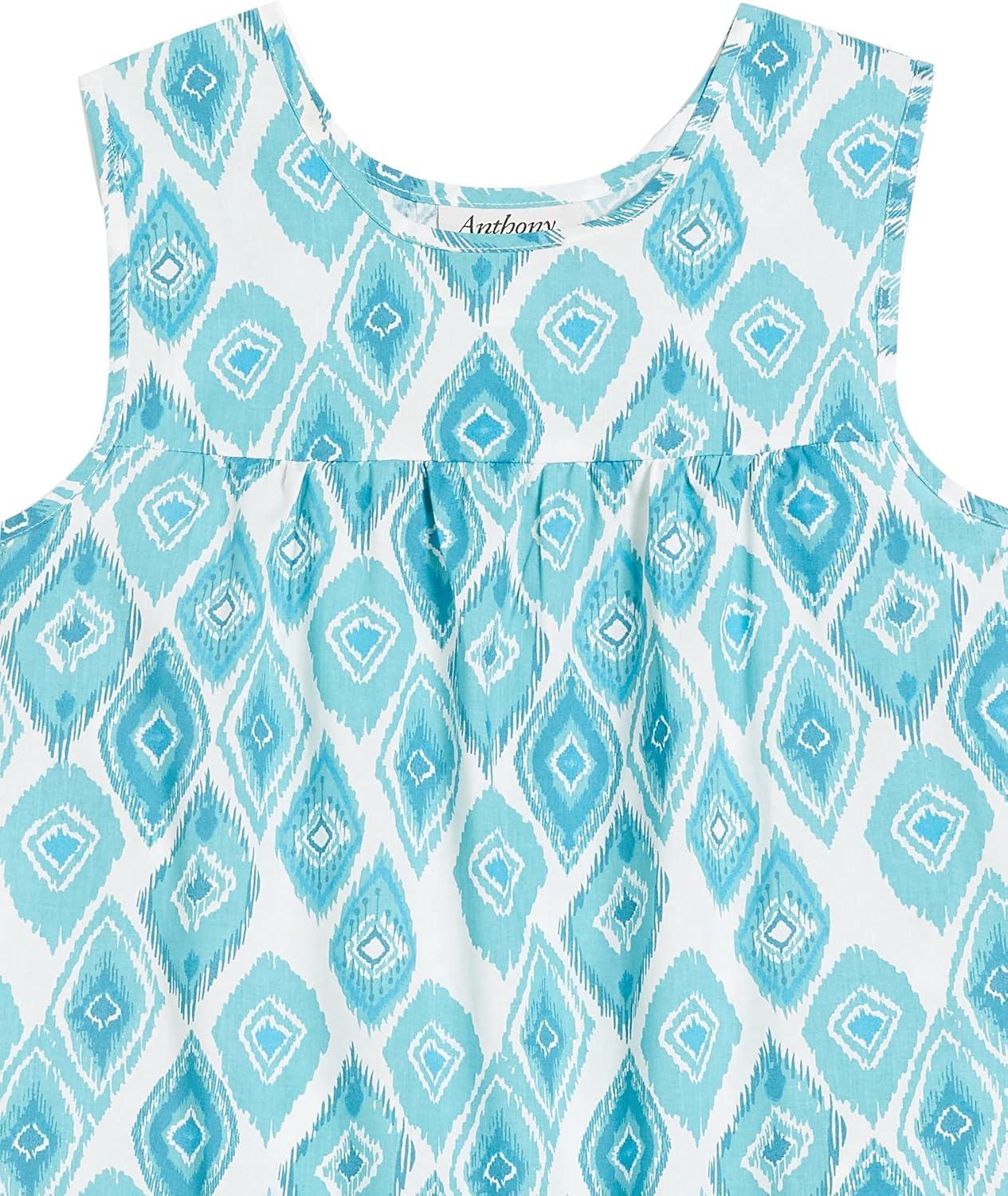 imageAmeriMark Womens Breezy Casual Sundress Beach Coverup Sleeveless with Side PocketTeal Ikat