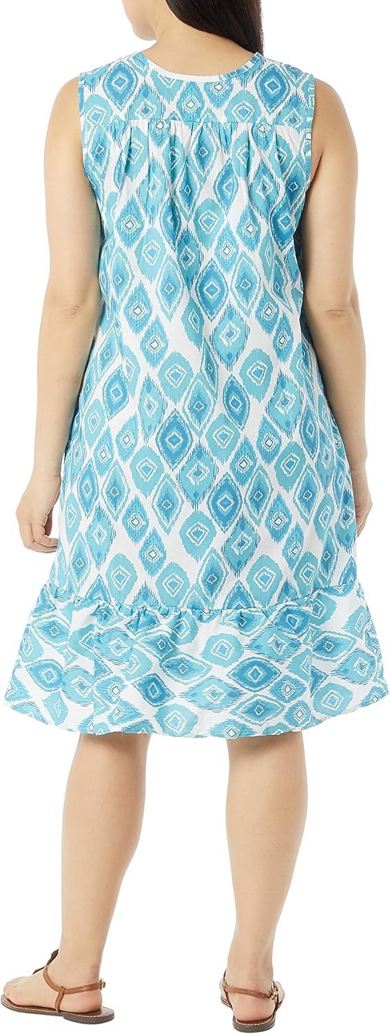 imageAmeriMark Womens Breezy Casual Sundress Beach Coverup Sleeveless with Side PocketTeal Ikat