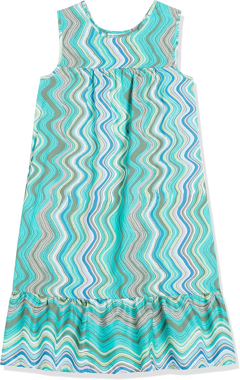 imageAmeriMark Womens Breezy Casual Sundress Beach Coverup Sleeveless with Side PocketWave Stripe
