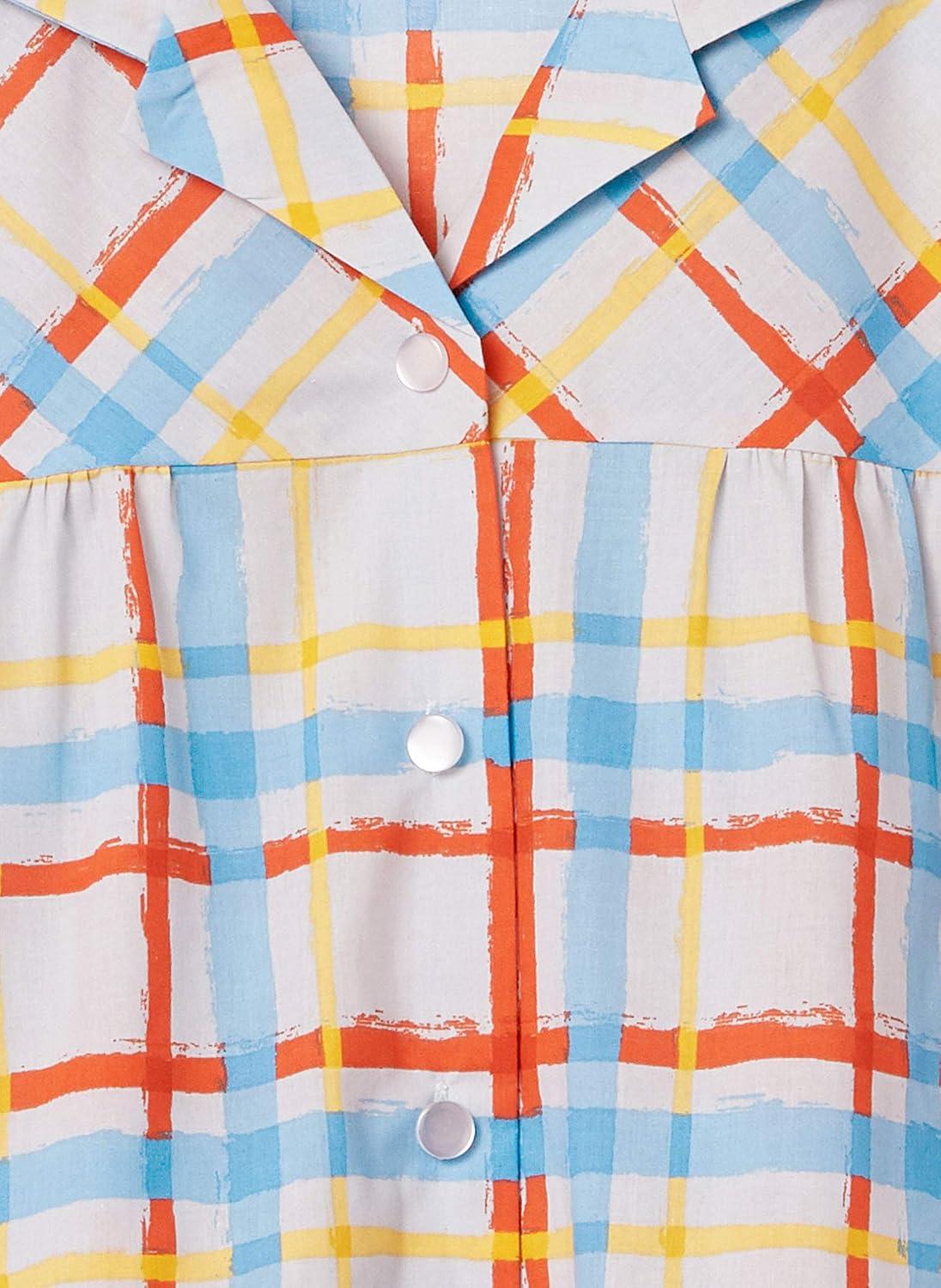 imageAmeriMark Womens Button Front Smock Casual ButtonDown Shirt wPatch Pockets Windowpane 5X