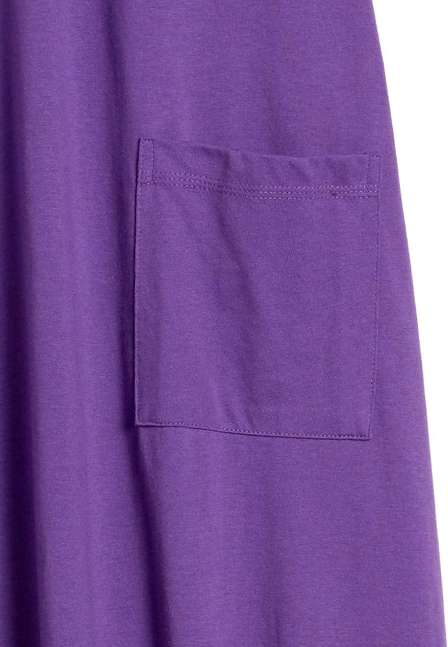 imageAmeriMark Womens Caftan Loungwear House Dress Long Nightgown V Neck with PocketsPurple