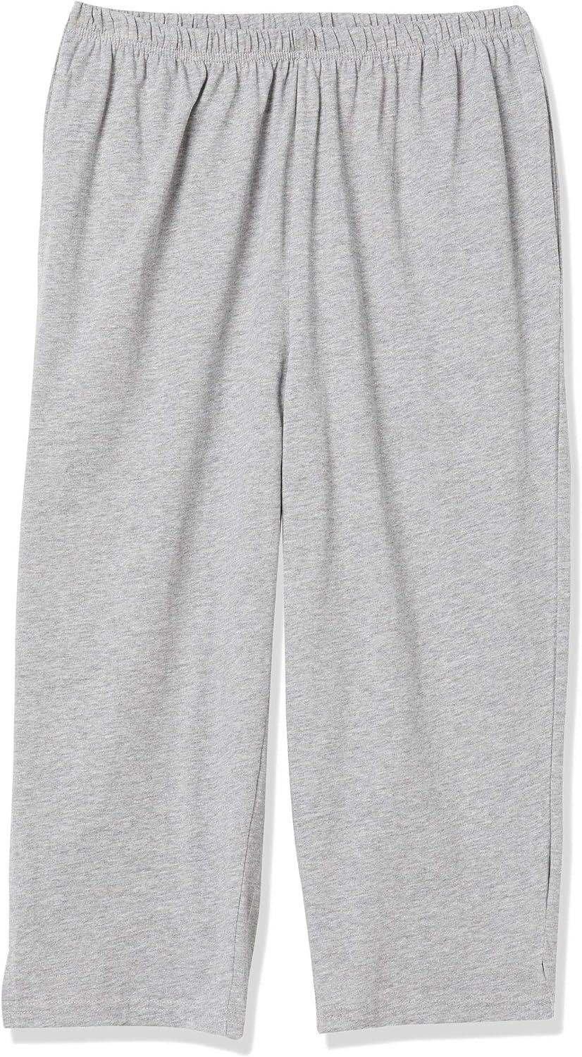 imageAmeriMark Womens Capri Pants Full Elastic Waist Pedal Pushers Ladies 100 Cotton PullOn Cropped Pants Side PocketsHeather Gray