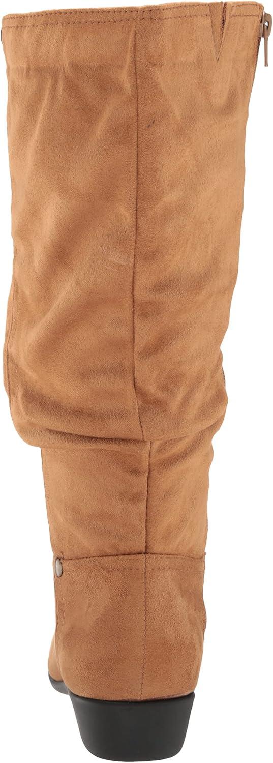imageAmeriMark Womens FauxSuede Adina WideCalf Boots Comfortable Stylish Durable Side Zipper Excellent TractionCognac