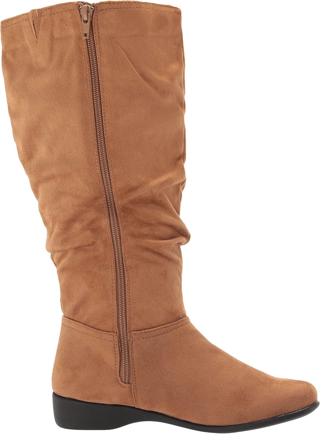 imageAmeriMark Womens FauxSuede Adina WideCalf Boots Comfortable Stylish Durable Side Zipper Excellent TractionCognac