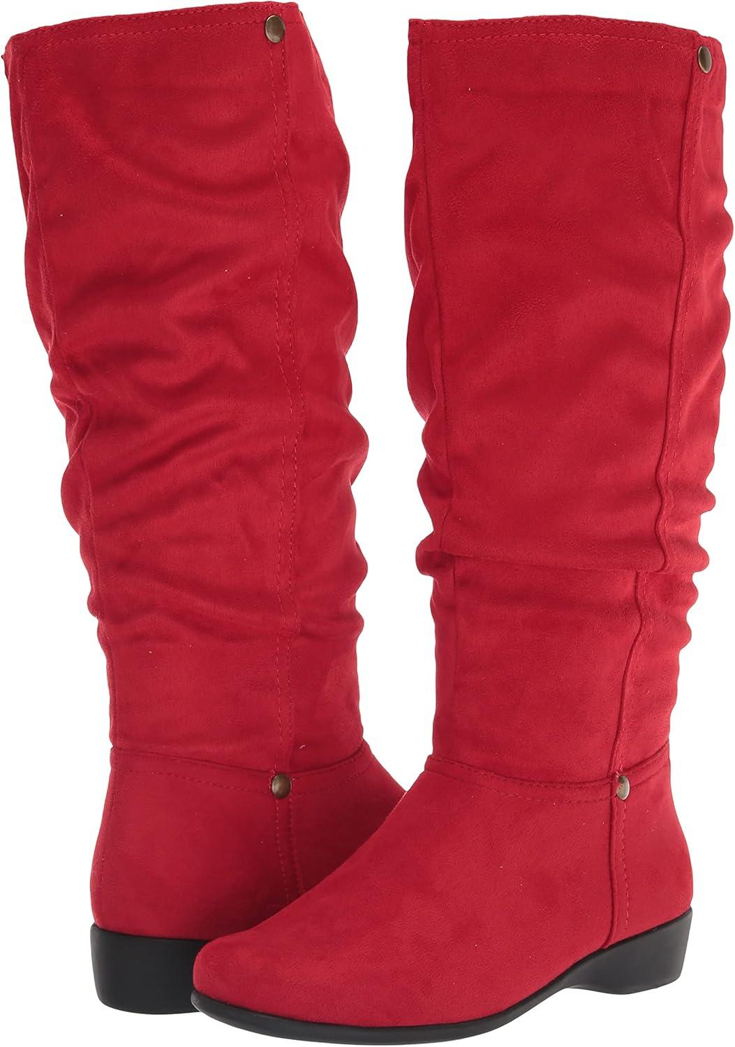 imageAmeriMark Womens FauxSuede Adina WideCalf Boots Comfortable Stylish Durable Side Zipper Excellent TractionRed