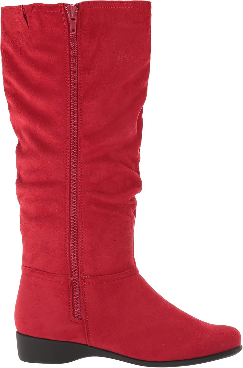 imageAmeriMark Womens FauxSuede Adina WideCalf Boots Comfortable Stylish Durable Side Zipper Excellent TractionRed