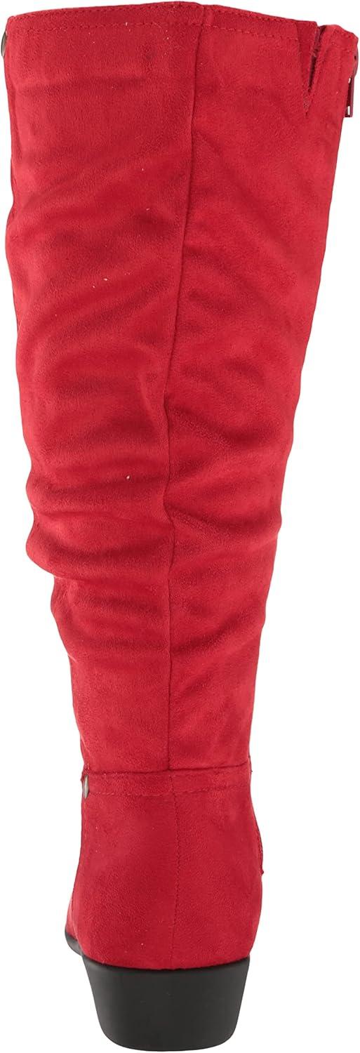 imageAmeriMark Womens FauxSuede Adina WideCalf Boots Comfortable Stylish Durable Side Zipper Excellent TractionRed