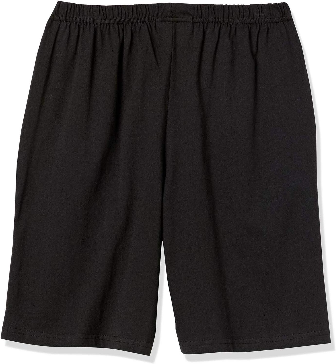 imageAmeriMark Womens Full Elastic Waist Athletic Bermuda Shorts Ladies 100 Cotton PullOn Golf Shorts with PocketsBlack