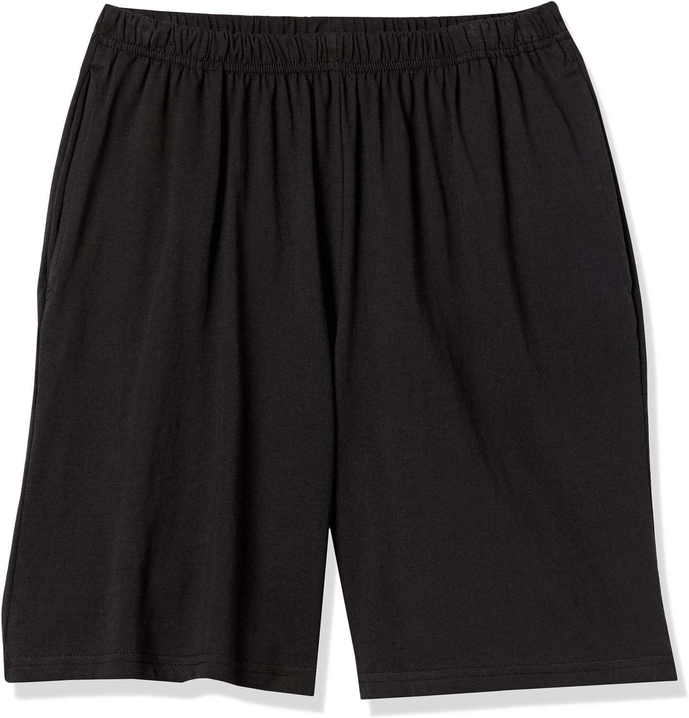 imageAmeriMark Womens Full Elastic Waist Athletic Bermuda Shorts Ladies 100 Cotton PullOn Golf Shorts with PocketsBlack