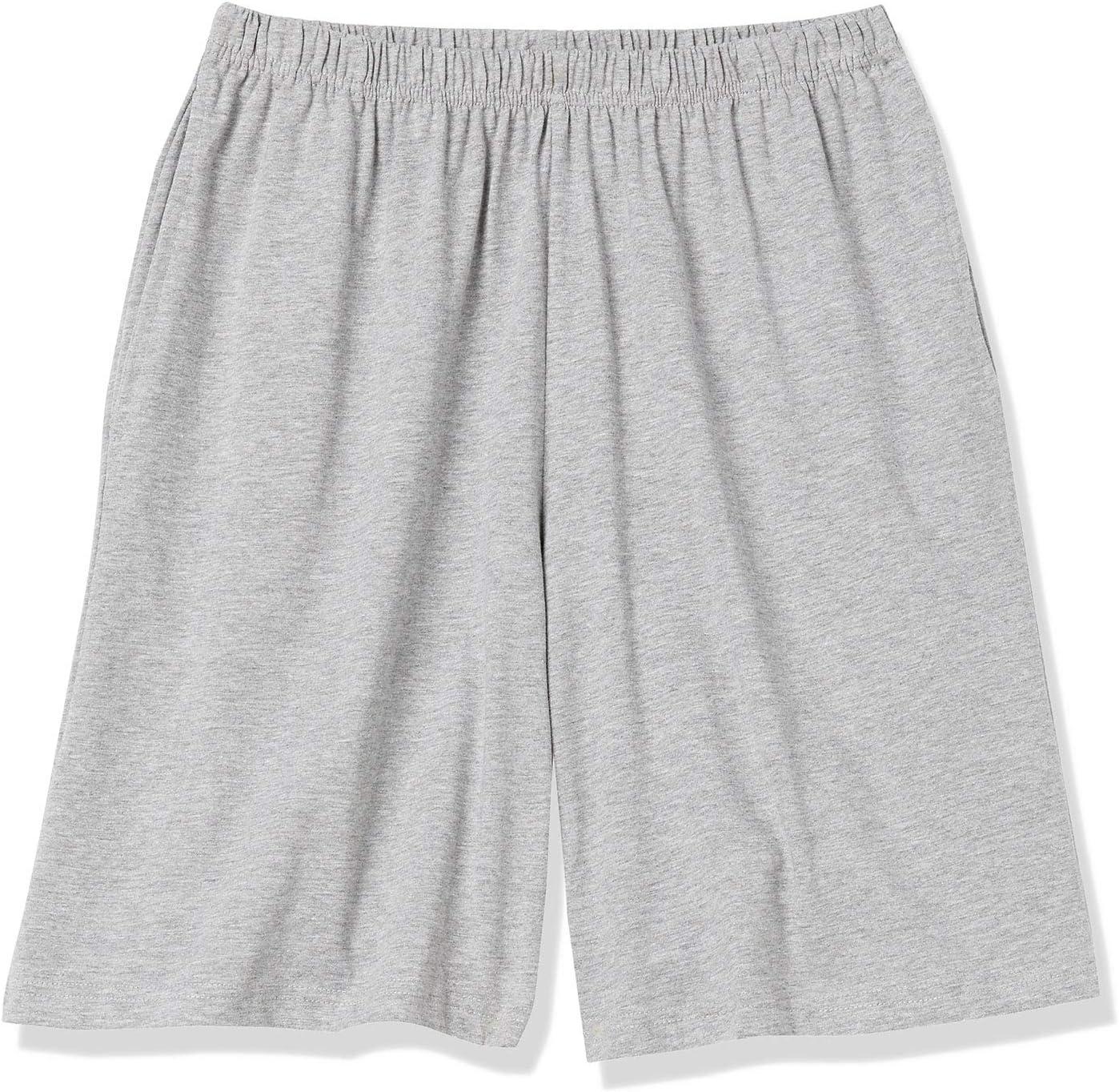 imageAmeriMark Womens Full Elastic Waist Athletic Bermuda Shorts Ladies 100 Cotton PullOn Golf Shorts with PocketsHeather Gray