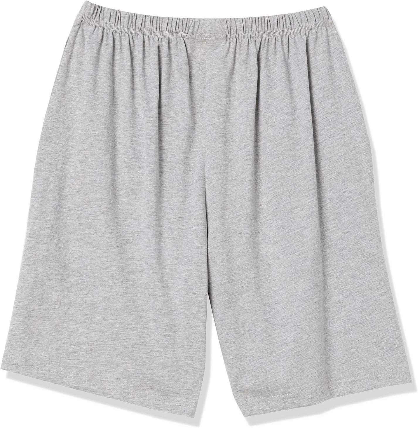 imageAmeriMark Womens Full Elastic Waist Athletic Bermuda Shorts Ladies 100 Cotton PullOn Golf Shorts with PocketsHeather Gray