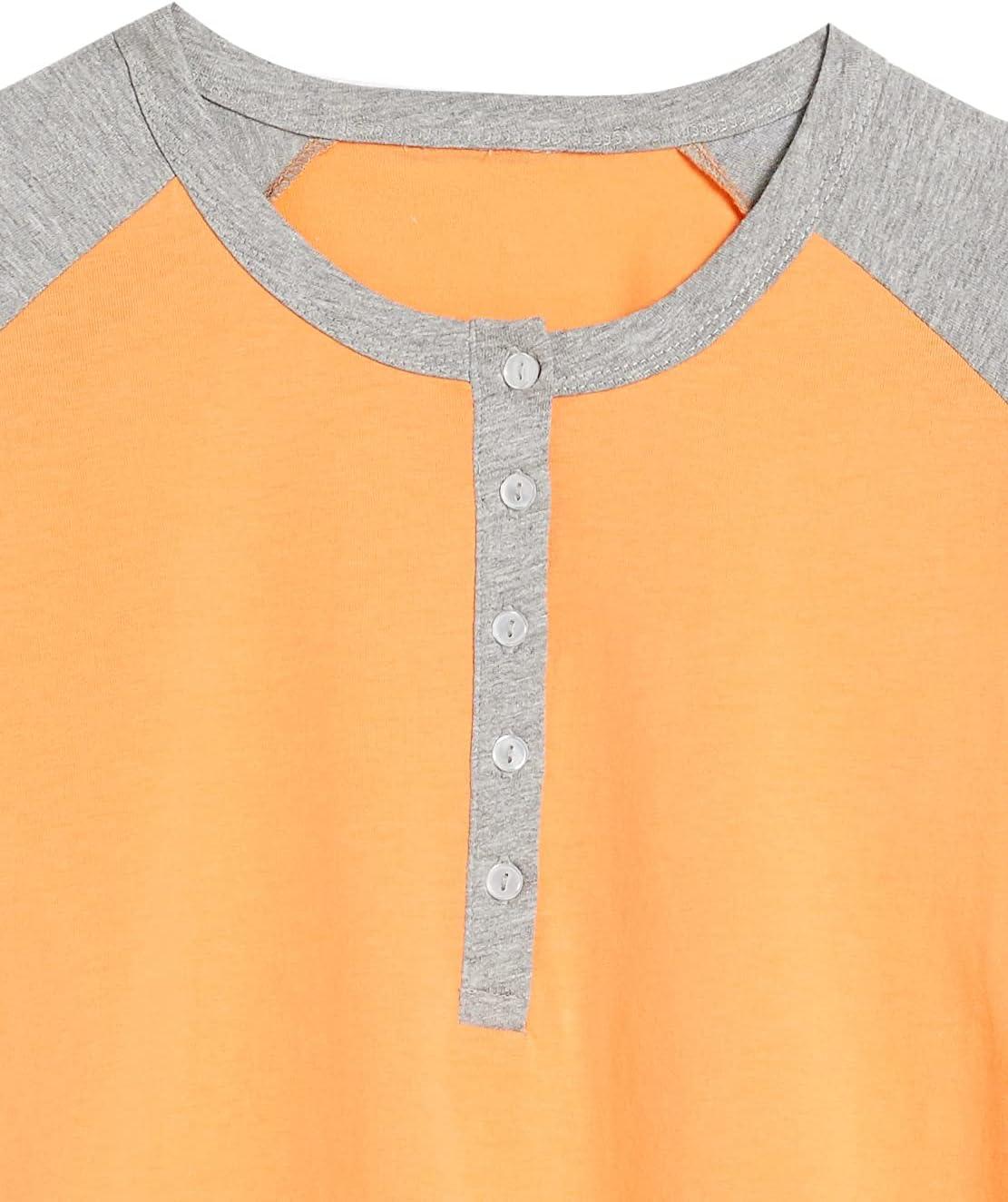 imageAmeriMark Womens Henley Baseball Shirt Tunic Top Contrast SleevesMelon Gray