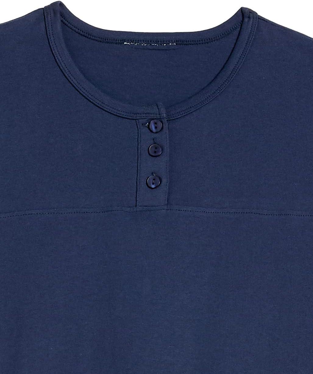 imageAmeriMark Womens Henley Pant Set Short Sleeve Top with Pocket amp PullOn PantsNavy