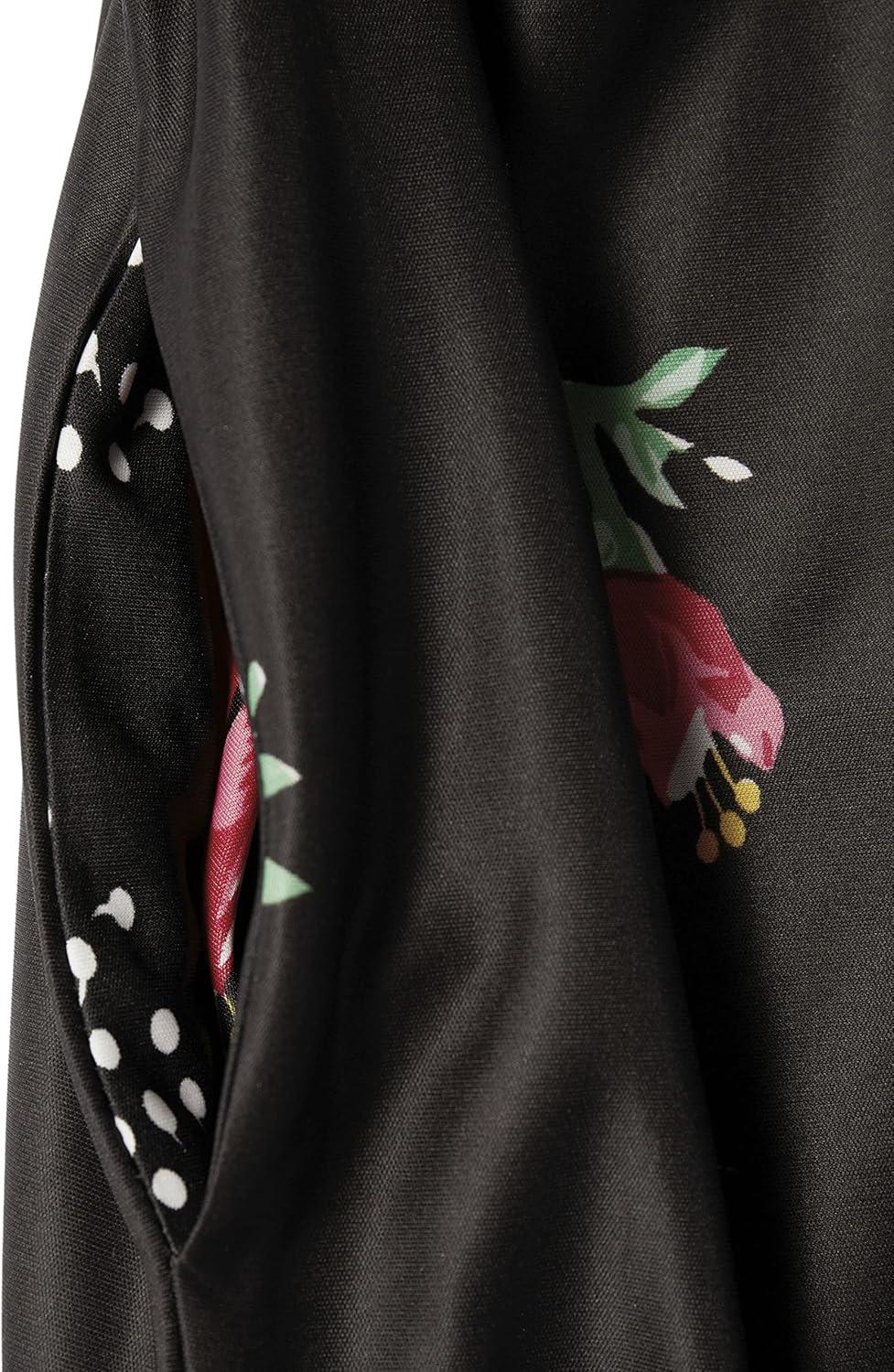 imageAmeriMark Womens Long Length Caftan Hawaiian Muu Muu Night Gown with PocketBlack Floral