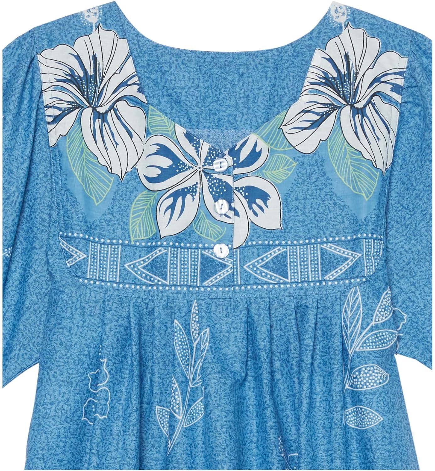 imageAmeriMark Womens Patio Dress Lounger Floral Print Border Short Sleeve amp PocketsFrench Blue