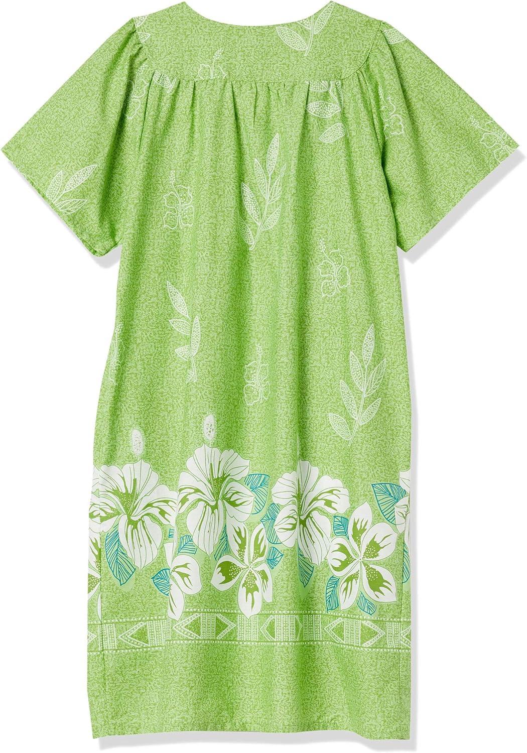 imageAmeriMark Womens Patio Dress Lounger Floral Print Border Short Sleeve amp PocketsPear