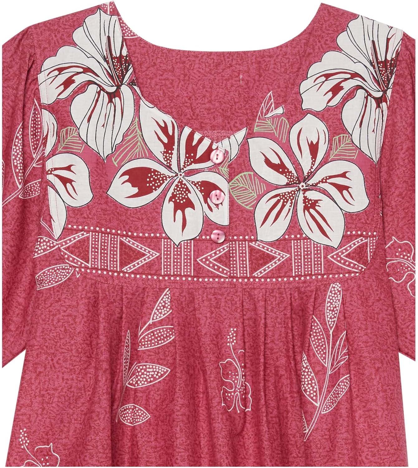imageAmeriMark Womens Patio Dress Lounger Floral Print Border Short Sleeve amp PocketsPlumberry