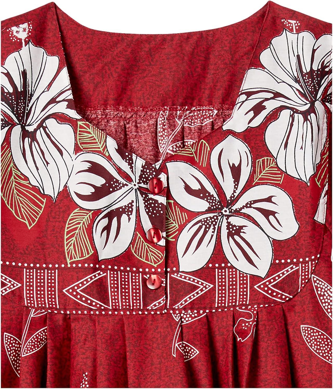 imageAmeriMark Womens Patio Dress Lounger Floral Print Border Short Sleeve amp PocketsRed