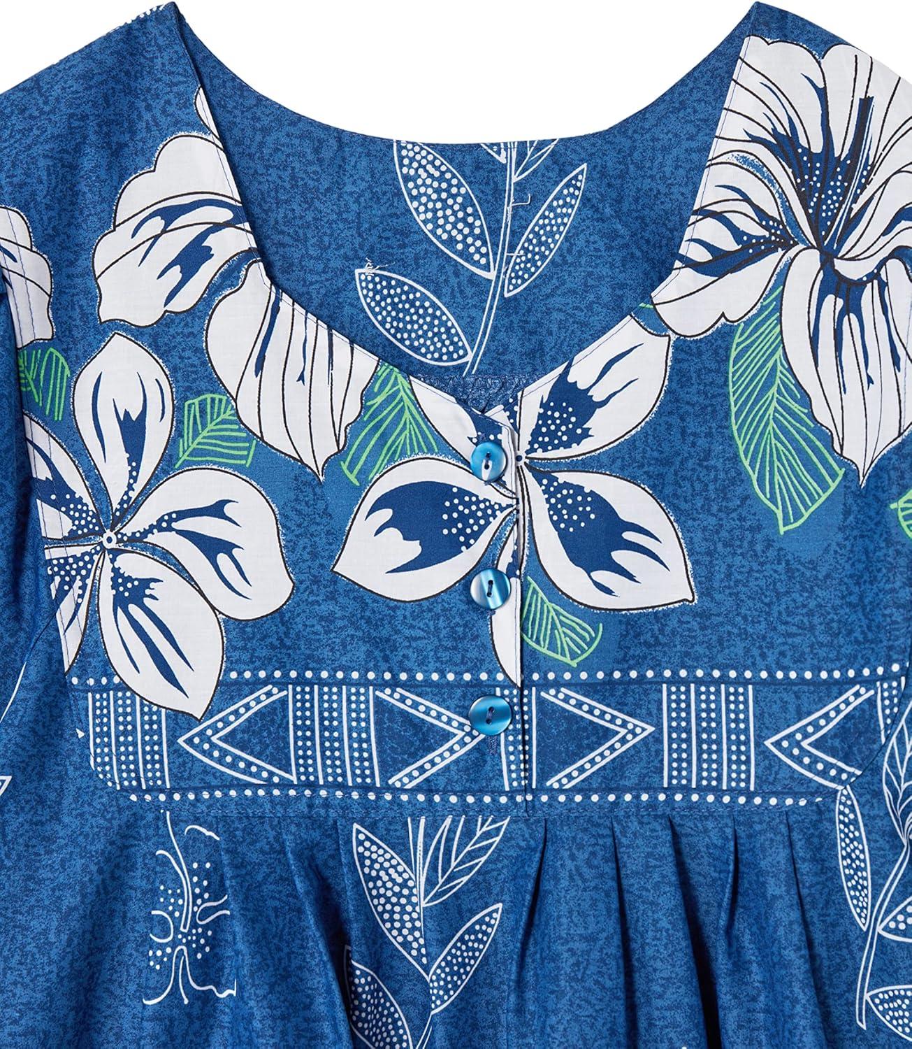 imageAmeriMark Womens Patio Dress Lounger Floral Print Border Short Sleeve amp PocketsSapphire