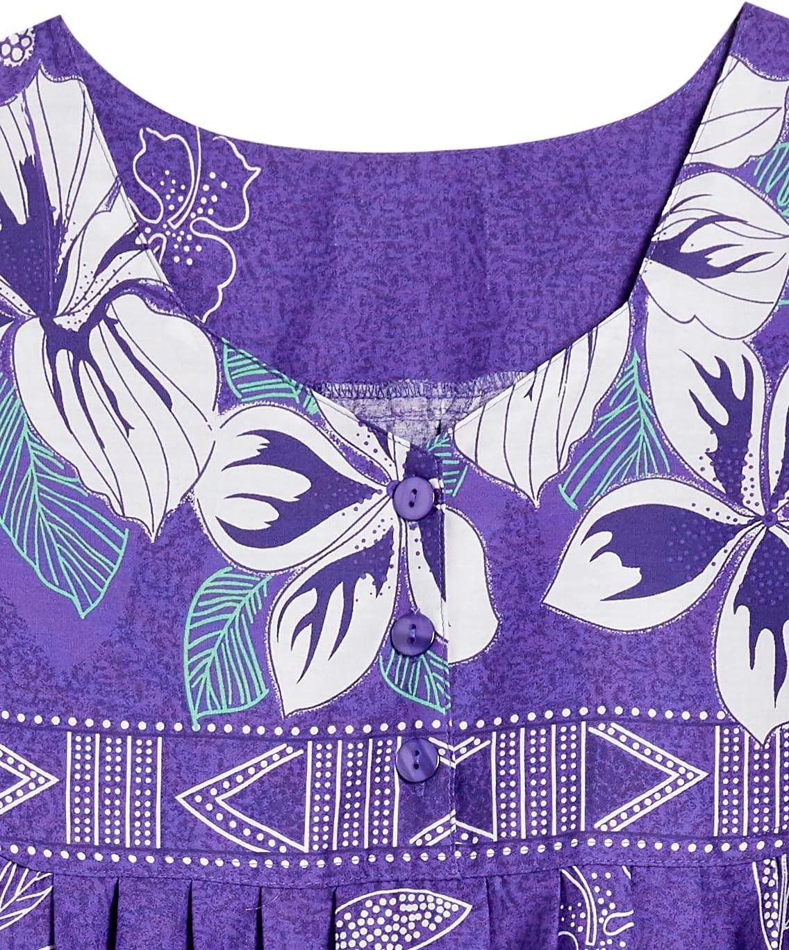 imageAmeriMark Womens Patio Dress Lounger Floral Print Border Short Sleeve amp PocketsViolet