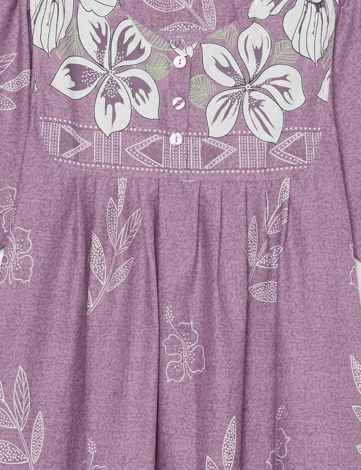 imageAmeriMark Womens Patio Dress Lounger Floral Print Border Short Sleeve amp PocketsViolet Mist