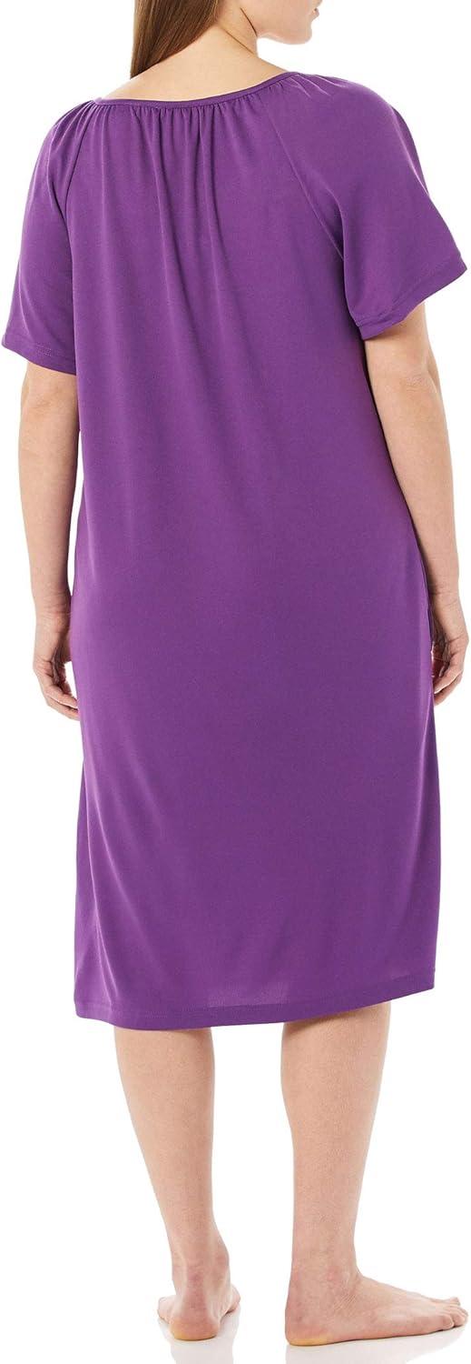 imageAmeriMark Womens Solid Embroidered House Dress with Pockets Muu Muu Nightgown Plus SizePurple