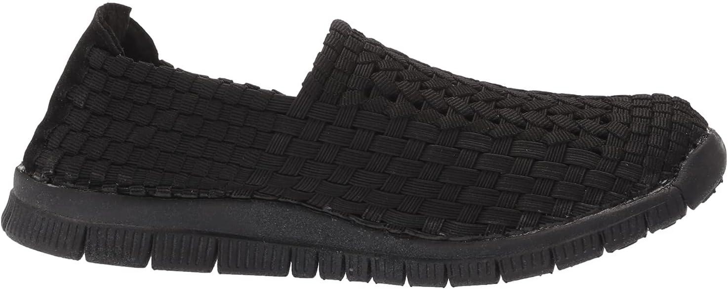 imageAmeriMark Womens Tori Woven SlipOn Stretch Walking Shoe Ladies Cushioned Insole Flexible Mesh Athletic Tennis SneakerBlack