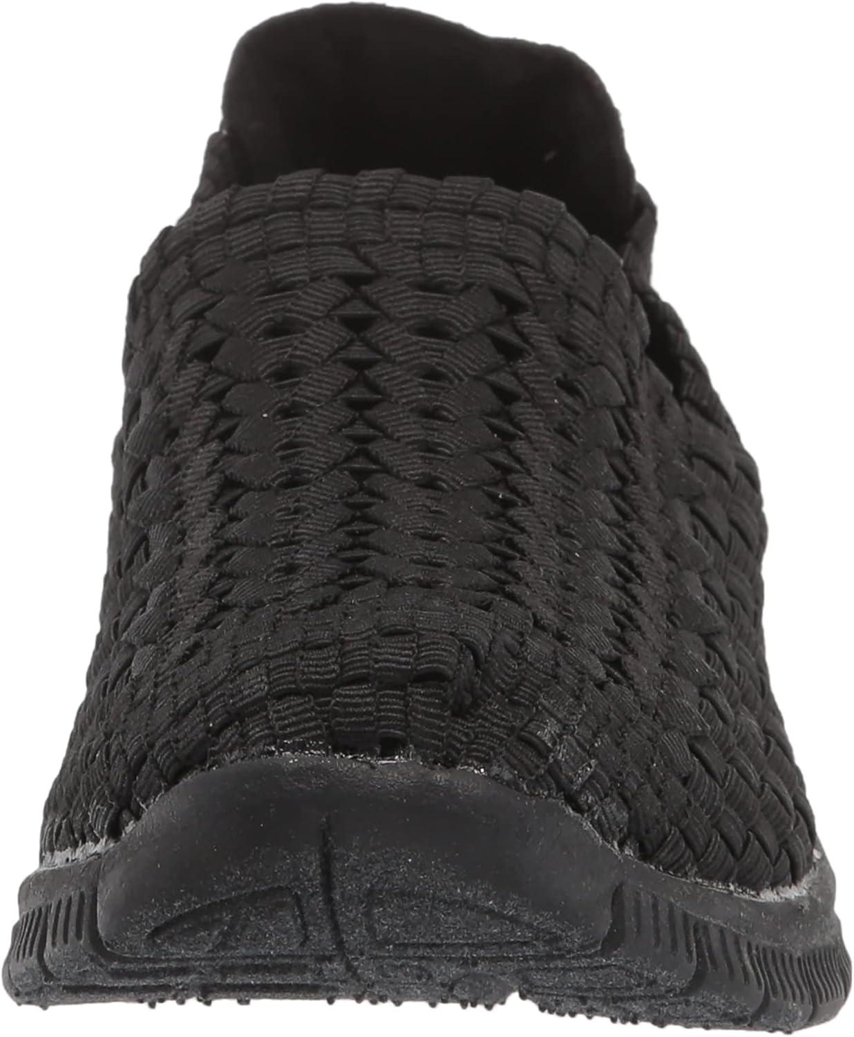 imageAmeriMark Womens Tori Woven SlipOn Stretch Walking Shoe Ladies Cushioned Insole Flexible Mesh Athletic Tennis SneakerBlack
