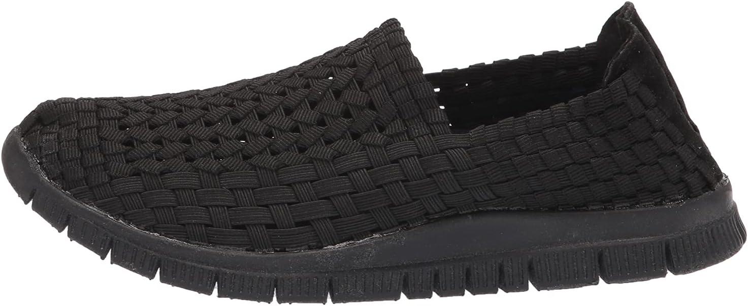 imageAmeriMark Womens Tori Woven SlipOn Stretch Walking Shoe Ladies Cushioned Insole Flexible Mesh Athletic Tennis SneakerBlack