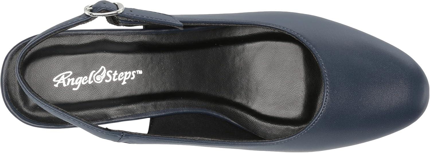 imageAngel Steps Womens Adult Delia Pumps Dress Shoes Low Heel Slingback Navy 85 Medium US Women