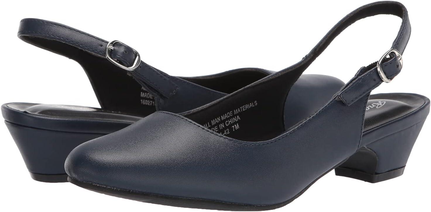imageAngelSteps Womens Adult Delia Pumps Dress Shoes Low Heel SlingbackNavy