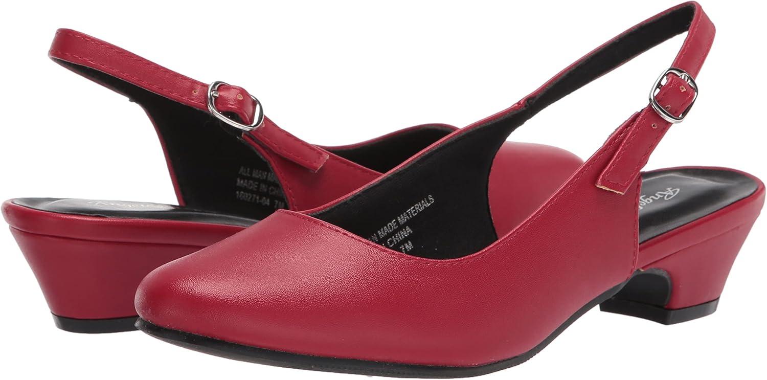 imageAngelSteps Womens Adult Delia Pumps Dress Shoes Low Heel SlingbackRed