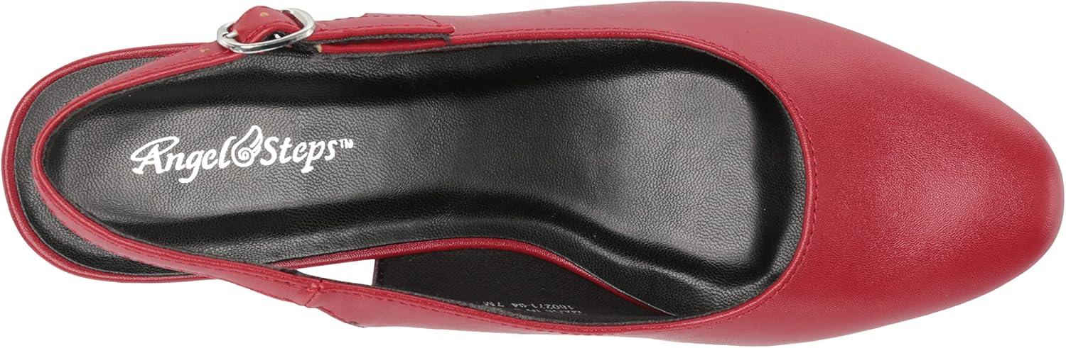 imageAngelSteps Womens Adult Delia Pumps Dress Shoes Low Heel SlingbackRed