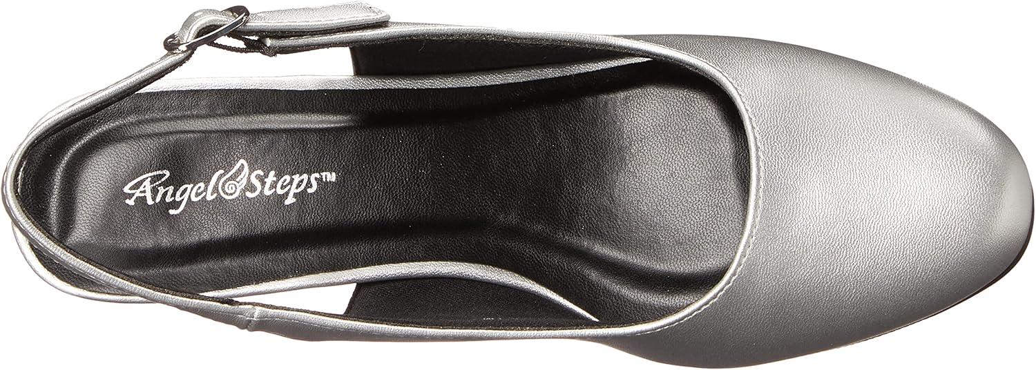 imageAngelSteps Womens Adult Delia Pumps Dress Shoes Low Heel SlingbackSilver
