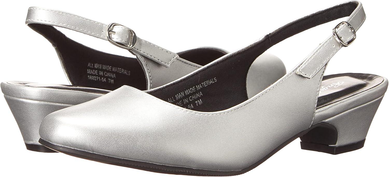 imageAngelSteps Womens Adult Delia Pumps Dress Shoes Low Heel SlingbackSilver