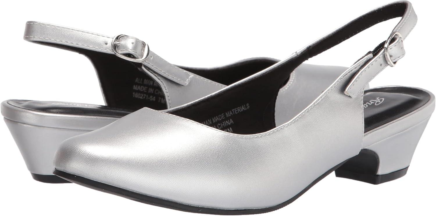 imageAngelSteps Womens Adult Delia Pumps Dress Shoes Low Heel SlingbackSilver