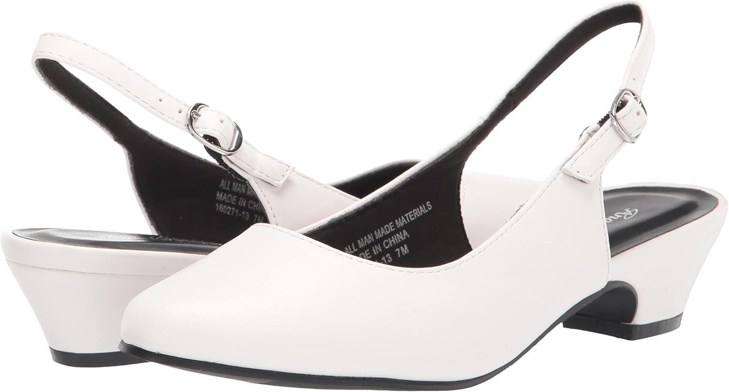 imageAngelSteps Womens Adult Delia Pumps Dress Shoes Low Heel SlingbackWhite