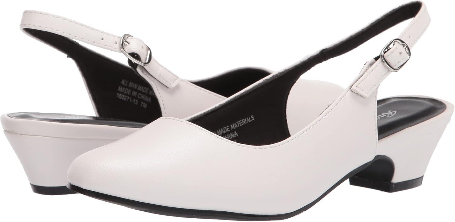 imageAngelSteps Womens Adult Delia Pumps Dress Shoes Low Heel SlingbackWhite